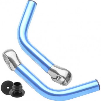 Рога на руль MT-C04A Zoom, алюминиевые, голубые Рога на руль MT-C04A Zoom, алюминиевые, голубые