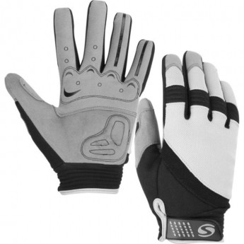 Велоперчатки STELS PDM-361 для MTB полноразмерные серо-чёрные p.L